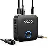 YMOO Bluetooth 5.3 Sender Empfänger für TV, Optisch Transmitter mit 40m Große Reichweite, 3.5mm Klinke, Geringe Latenz Aux, Bluetooth Adapter Optischer Ausgang für Kopfhörer/Flugzeug/Handy/PC