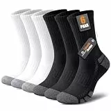 Cirorld Socken Herren Damen, 6 Paars Baumwolle Tennissocken, Warm Arbeitssocken mit Gepolstert, Atmungsaktiv Weich Wandersocken Trekkingsocken, Lange Rutschfest Sportsocken 35-38, Schwarz & Weiß