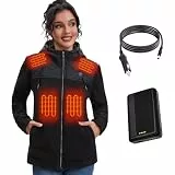 Kintiwe Beheizbare Jacke Damen, Heizjacke mit Powerbank und 3 Temperaturstufen 5 Heizzonen, Beheizte Jacke Kleidung Wärme WinterJacke