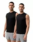 DANISH ENDURANCE Sport Tank-Top Herren, Laufshirt, Muskelshirts, Atmungsaktiv, 2er Pack, Schwarz, L