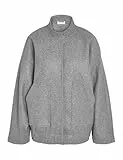 Noisy may Damen Jacke Oversize hoher Kragen Lange überschnittene Ärmel Fronttaschen, Farben:Grau-2, Größe:XS