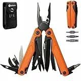 BIBURY 25-in-1 Multitool Multifunktionszange, YG12 Hartmetall-Schneide, G10-Griff, 3Cr13 Edelstahl, Outdoor Camping Werkzeug inkl Bitsatz und Nylontasche, für Fahrrad, DIY und Reparatur