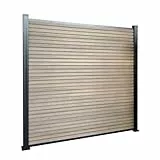 Floordirekt Gartenzaun 180x180cm mit Aluminium Pfosten - WPC Zaun Komplettset Kronos - Sichtschutzzaun - Windschutz Sichtschutz für Terrasse & Garten - Inklusive Montagematerial (Teak)