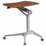 Flash Furniture Laptop-Schreibtisch, mobil, zum Sitzen und Stehen, Computer-Tisch mit verstellbarer Höhe, ergonomischer Bürotisch mit Stifthalter, auf Rollen, Mahagoni