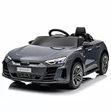 LEADZM Elektro Kinderauto mit Musik & Hupe & Scheinwerfer, 12V Kinder Elektroauto Kinderfahrzeug mit 2,4G Fernbedienung, 3-5km/h für Kinder (Grau)
