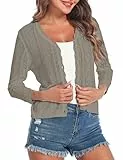 Gyabnw Damen Strickjacke kurz 3/4 Ärmel Festliche Bolerojacke Elegant Cardigan Sommer Casual Outerwear