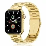 QAZNZ Metallarmband Kompatibel mit iWatch Armband 42mm(Series 11 10) 40mm 41mm 38mm, Ersatzband für iwatch SE1-3, Series 11 10 9 8 7 6 5 4 3 2 1,Ultra 1-3, Damen Herren(Gold)