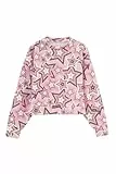 Dagi Women's Multicolor Long Sleeve Standing Collar Star Regular Sweatshirt, Multicolor,XS