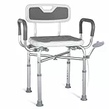 Homecall Duschstuhl für Senioren mit Armlehnen Bis 180 KG - Höhenverstellbar & Breite Verstellbar Duschhocker - Verstärkung Stuhl Für Dusche - Inkl. Antirutschfüße, Matten & Brausehalterung