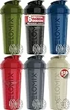 VELOMIX -6 PACK- 828ml Eiweiß Shaker - Auslaufsicher Shaker Proteinshake Mit 6x Kugel | Drehverschluss & Mess-Skala Shake Becher | Spülmaschinengeeignet & Stackable Protein Shaker (Stealth Edition)