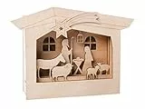 Rayher Holzbaus. 3D-Motivrahmen Krippe, FSC Mix Credit, natur, 24x24 cm, Tiefe 6,3cm, Set 13teilig, zum basteln und bemalen, 62889505