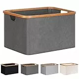 efluky Faltbarer Wäschekorb 60L, Bambus Stoff Faltbarer Storage Basket, Aufbewahrung Klappbar Wäschekorb, Laundry Baskets für Schlafzimmer Badezimmer (Grau)