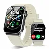STECEi Smartwatch Herren Damen, 1,85'' HD Touchscreen Smart Watch mit Bluetooth Anrufe, 110+ Sportmodi Fitnessuhr mit Herzfrequenz Schlafüberwachung Schrittzähler, IP68 Wasserdicht Sportuhr, Weiß