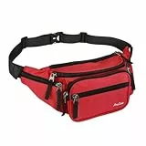 ProCase Bauchtasche Gürteltasche Wasserdicht Hüfttasche für Herren und Damen Klein Nylon Fanny Pack mit 6 Reißverschlusstaschen für Outdoor Reisen Sport Wandern Joggen Hundespaziergänge