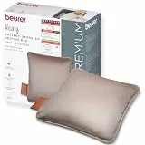 Beurer Heaty Heizkissen, kabelloses Heizkissen mit Akku, Wärmekissen mit Abschaltautomatik und 3 Temperaturstufen, mit Schnellheizung, weicher Samtstoff, smokey-taupe