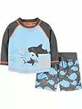 Simple Joys by Carter's Baby Jungen Swimsuit Trunk and Rashguard Rash-Guard-Set, Himmelblau Wale/Schwarz, 2 Jahre