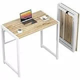 GreenForest Kleiner Schreibtisch Klappbar 80 x 48 cm, Keine Montage Erforderlich Klapptisch, Home Office Klappbarer Schreibtisch, Beige