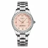 NIBOSI Damen Armbanduhr Analoges Quarz Uhr Zifferblatt in Roségold luxuriöse wasserdichte Diamant-Armbanduhr Edelstahl für Damen automatisches Datum Sliver Rosa