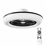 Noaton Deckenventilator mit Beleuchtung 11055B Callisto, Schwarz, LED Dimmbar, 3 Farbtemperaturen, Fernbedienung, Timer, Luftdurchsatz bis zu 61 m3/min, für Wohnzimmer Schlafzimmer, Durchmesser 55cm