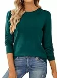 BLENCOT Damen Pullover 2024 Casual Rundhalsausschnitt Langarm Leicht Strick Pullover Tops Herbst Winter