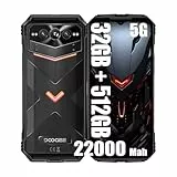 DOOGEE VMAX Pro 5G Rugged Smartphone, 22000 mAh Akku, 32 GB + 512 GB Smartphone ohne Vertrag, 6,58 Zoll FHD+, 108mp + 20 MP Nachtsicht + 16 MP, Android 14 Simlockfreies Handy, NFC Schwarz