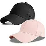 HASAGEI Baseball Cap Herren Damen Basecap Baseball Kappe Reine Farbe Baseboard Baseballkappe Cotton Cap für Tennis Golf Reisen (Schwarz+Rosa)