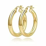 4mm Dickes Gold Klobige Ohrringe Sterling Silber Creolen Für Damen Hohlrohr Creolen Dicke Gold Creolen Hypoallergen Leichte Gold Creolen Große Ohrringe 20/30/40/50/60mm