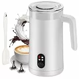 Ovetedot Milchaufschäumer, 400 ml Milchaufschäumer Elektrischer 4-in-1 für Heißen und Kalten Milchschaum, Automatische Abschaltung Kaffee Aufschäumer für Latte, Macchiato, Cappuccino(Weiß)