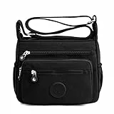 Milky Way Damen Umhängetasche mit mehreren Fächern, wasserdichte Reisetasche, Messenger-Tasche, Schulter handtasche (Schwarz)