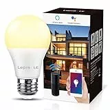 LE Smart LED Lampe WiFi E27 Glühbirne 9 W entspricht 60W dimmbares Warmes Licht 2700K 806 LM, kompatibel mit Alexa, Echo und Google Home, WLAN, 2,4 GHz, Fernbedienung, kein Hub erforderlich