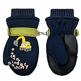 LeapBeast Kinder Skihandschuhe, 3-5 Jahre Kinderhandschuhe Wasserdicht, Winddicht Fäustlinge TPU Palme Kinderhandschuhe, Kinder Winterhandschuhe für Jungen und Mädchen (Dunkelblau)
