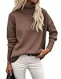 ZEAGOO Pullover Damen Rollkragen Strickpullover Langarm Warmer Pulli Basic Casual Rollkragenshirt Turtleneck Gestrickt Obertiele Herbst Winter Braun M