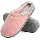 LongBay Damen Hausschuhe mit Memory Foam rutschfeste bequeme Slip-On Pantoffeln Rosa,40-41 EU