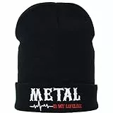 EXPRESS-STICKEREI Lustige Strickmütze - Warme Wintermütze mit Spruch Metal is My Lifeline - Beanie für Damen und Herren - Unisex Wollmütze - Haube mit Spruch