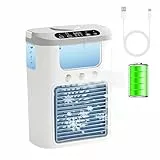 Mini Klimaanlage Kleines Mobiles Klimagerät Akku Klimaanlage Camping 4 in 1 Tragbare Mobile Klimaanlage mit 7 Farben Nachtlicht, 3 Geschwindigkeiten & 3 Nebelmodi