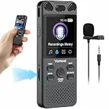 16GB Diktiergerät Digitales 110 Std Aufnahmegerät mit Externes Mikrofon, Vormooi 2,15' Farbbildschirm Voice Audio Recorder, USB-C Diktiergeräte MP3 mit Spracherkennung/Wiedergabe für Meeting Interview