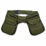 Kunst und Magie Doppel Bauchtasche Sidebag Gürteltasche Festivaltasche Hippie Goa, Farbe:Army Green/Schwarz