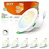 ALUSSO LED Einbaustrahler 230V Ultra Flach 5W 400 Lumen Dimmbar Deckenspots, Warmweiß Neutralweiß Kaltweiß Einstellbar Einbauleuchten, IP44 Deckenstrahler für Badezimmer Küche Wohnzimmer, 6er Set