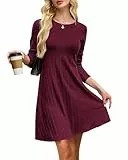 AUSELILY Kleid Herbst Damen Strickkleid Herbstkleid Langarm Kleid Damen Leichtes Winterkleid Elegant Pulloverkleid Rundhalsausschnitt