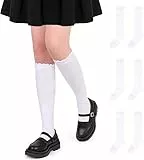 YMYDYFC Mädchen-Baumwollreiche Kniehohe Schulstrümpfe – Kniestrümpfe Kinder, Mädchen Socken für Uniformen, Parties & Alltag –3 Paar Bequem passende Rück zur Schule-Strümpfe
