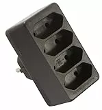 as - Schwabe 4-Fach Eurostecker Schwarz 230V 16A - Schuko-/Euroadapter - Mehrfachsteckdose Kompakt und Sicher - Erhöhter Berührungsschutz - Platzsparend für 4 Geräte - Ideal für Homeoffice, 48412