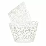 LEMESO 100 PCS Cupcake Wrappers Cupcake Papier Verpackung Kuchen Pappbecher für Weihnachten Hochzeit Geburtstag feiern Baby Shower Deko (Weiß)
