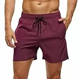 Arcweg Badehose für Herren mit Reißverschlusstasche Atmungsaktiv Wasserabweisend Badeshorts Männer Trainingsshorts Elastisch Verstellbar Mit Tunnelzug Meshfutter