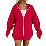 Generisch Private Hoodie Fleece-Kapuzenpullover, weich, bequem, lässig, lockere Passform, langärmelig, warm, für den Winter/Japanische Klamotten (Red, L)