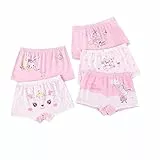 CM-Kid Unterhosen Mädchen Boxershorts Kinder Unterwäsche Baumwolle 5er Pack 8 9 Jahre Bunt Häschen Gr.128-134