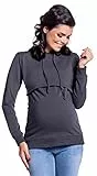 HAPPY MAMA Boutique Damen Umstands Still Jersey Sweatshirt Hoodie 272 (Graphit, 46, 3XL)