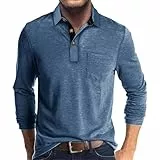 Zetieny Poloshirt Herren Langarm Leichtes Langarmshirt Outdoor Casual Polo Hemd T-Shirt mit Tasche