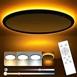 slochi LED Deckenleuchte, 59CM 52W 5200LM Deckenlampe Flach Dimmbar mit Fernbedienung, 1800K Nachtlicht Warm, 3000K-6500K Schlafzimmer Lampe für Schlafzimme Wohnzimmer Kinderzimmer Rund, Schwarz