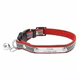 Filhome Personalisiertes Katzenhalsband mit Namen Adresse Telefonnummer Reflektierendes Verstellbar Halsband für Katzen Hund