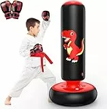 QPAU Boxsack Kinder, Aufblasbarer Standboxsack für 3-8, Geschenke FüR Jungen Und MäDchen, Boxsack Stehend Kinder Set für Die Praxis Karate, Taekwondo, MMA